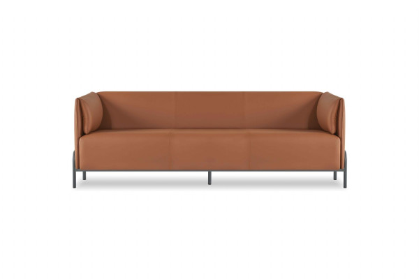 Bruine leren set Designer studeerkamer meubels 2x driezits fauteuil