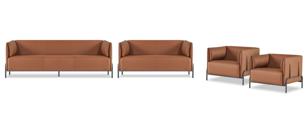 Kantoorstel 4-delig 3-zits 2-zits met 2x Fauteuil Modern Design Stijl