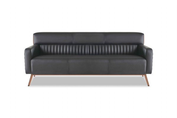 Werkruimte-set 4-delig 3-zits 2x fauteuil salontafel zwart effen