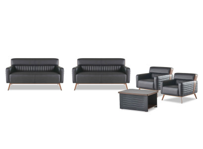 Bankstellen Werkkamer Set 5-delig Modern Design 2-zits Fauteuil Salontafel
