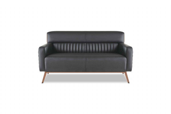 Zwarte kantoorinrichting luxe leren banken designer fauteuil tafel