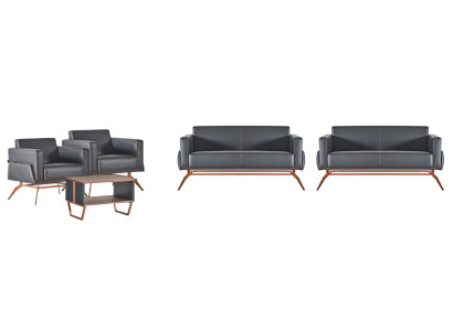 Kantoorhuisset 5-delig 2x 2-zits 2x fauteuil salontafel grijs effen