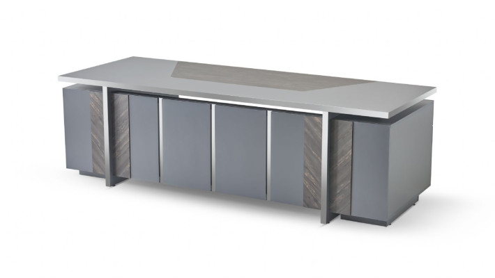 Bureau rechthoekige vorm grijs effen modern design stijl met opbergruimte