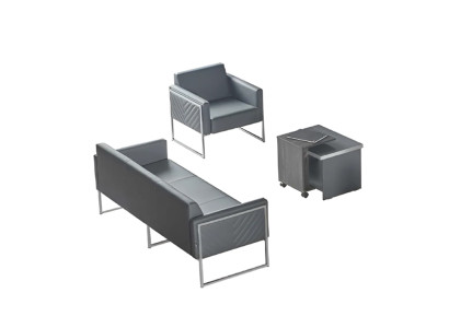 Werkkamer-set 3-delig 3-zits fauteuil salontafel grijs effen modern.