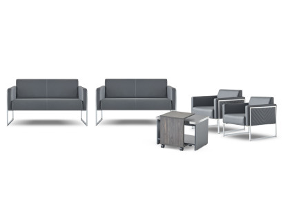 Werkkamer-set 5-delig 2x 2-zitsbank 2x fauteuil salontafel grijs effen
