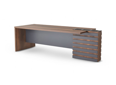 Bureau bruin grijs tweekleurig modern design kantoor rechthoekig