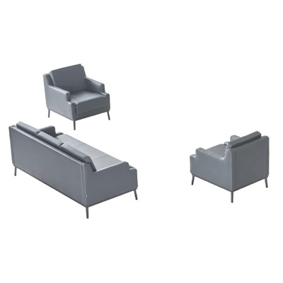Arbeidskamer-set 3-delig 3-zitter met 2x fauteuil donkergrijs modern design