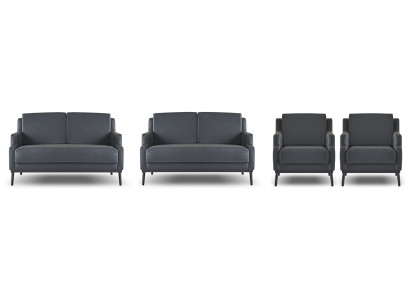 Werkplekset 4-delig 2x 2-zits 2x fauteuil donkergrijs effen modern
