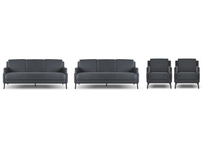 Werkruimte Set 4-delig 2x 3-zits 2x Fauteuil Donkergrijs Effen Modern