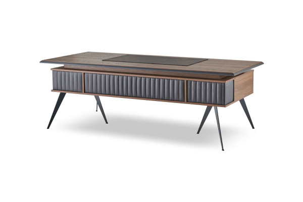 Werkkamer-set 2-delig Bureaucommode Bruin Grijs Tweekleurig Modern