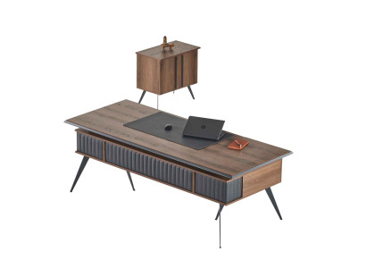 Werkkamer-set 2-delig Bureaucommode Bruin Grijs Tweekleurig Modern