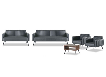 Werkplaats set 5-delig Zwart 3-zits 2-zits 2x Fauteuil Salontafel
