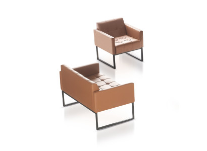 Kantoor Bruin Set 2-delig 2-zits met fauteuil Effen Modern Stijl