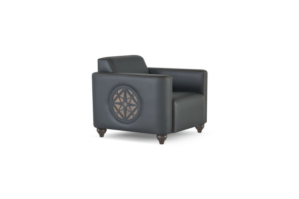 Werkruimte-set 4-delig Zwart 3-zitsbank 2x Fauteuils Bruin Salontafel Modern