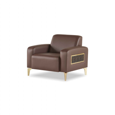 Bureaukamer-set 3-delig 3-zits met 2x fauteuil Bruin Effen Woonkamer