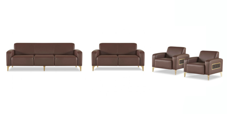 Kantoor set 3-zits 2-zits 2x fauteuil bruin effen modern