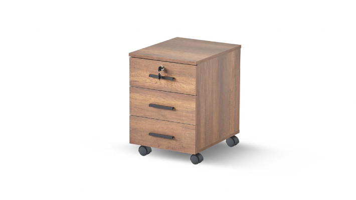 Kantoor ladekast bruin lades effen modern ontwerp wielen