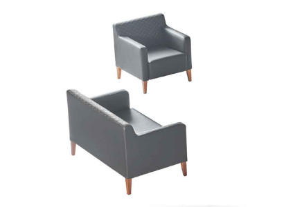 Werkkamer-set 2-delig Zwart 2-zits Fauteuil Effen Woonkamer
