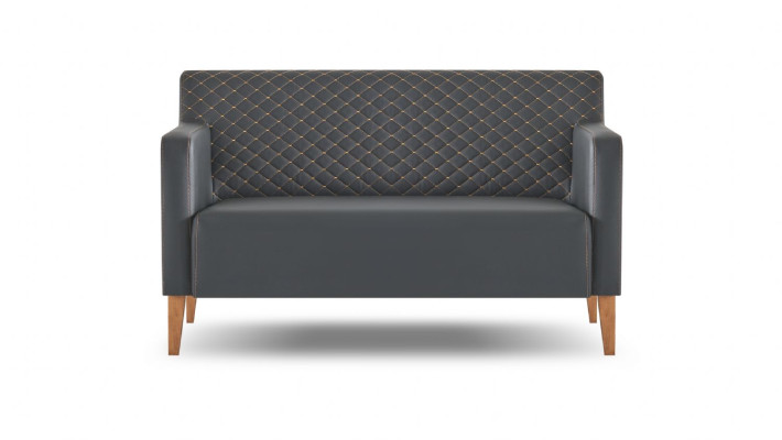 Werkruimte-set 4-delig Zwart 2-zitter 2x Fauteuil Bruin Salontafel
