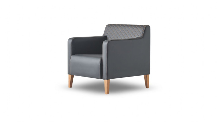 Werkruimte-set 4-delig Zwart 2-zitter 2x Fauteuil Bruin Salontafel