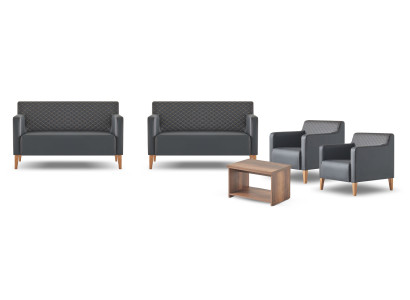 Werkruimte-set 5-delig Zwart 2x 2-zitsbank 2x fauteuil Bruin Salontafel