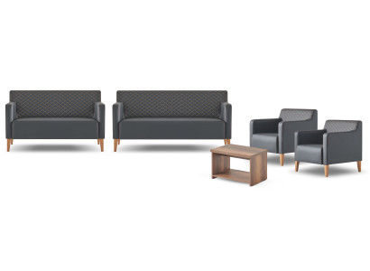 Kantoor set 5-delig Zwart 3-zits 2-zits 2x Fauteuil Salontafel