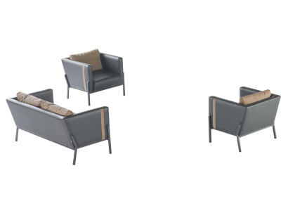 Werkkamer zitmeubilair luxe kunstleer 2-zitsbank 2x lederen fauteuils