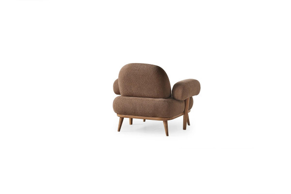 Bruine eenzits woonkamer gestoffeerde fauteuil textiel 1-zitter elegante meubels