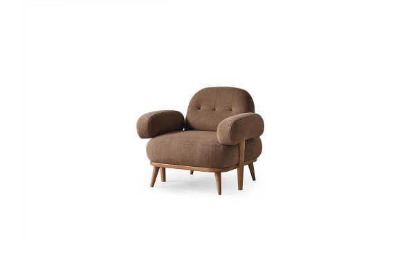 Bruine eenzits woonkamer gestoffeerde fauteuil textiel 1-zitter elegante meubels