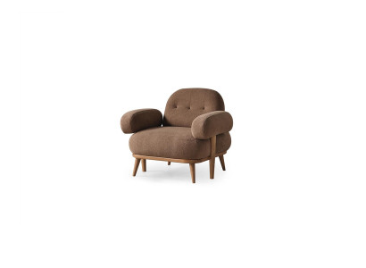 Bruine eenzits woonkamer gestoffeerde fauteuil textiel 1-zitter elegante meubels