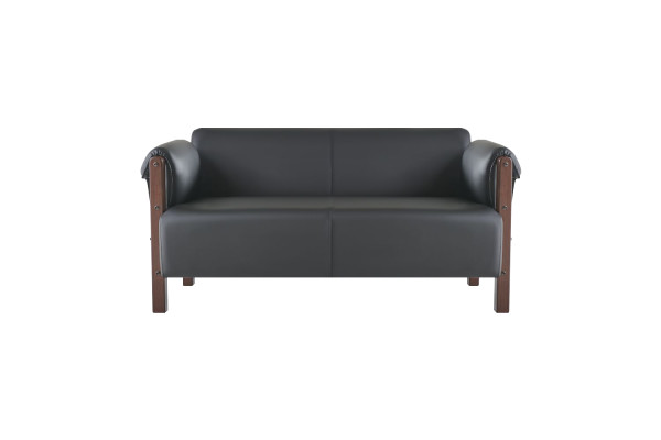 Bank Moderne Sofa-Set 2-Zitsbank Lederen Banken Zwart Hout Lederen Banken