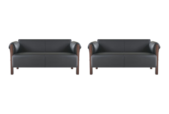 Bank Moderne Sofa-Set 2-Zitsbank Lederen Banken Zwart Hout Lederen Banken