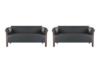 Bank Moderne Sofa-Set 2-Zitsbank Lederen Banken Zwart Hout Lederen Banken