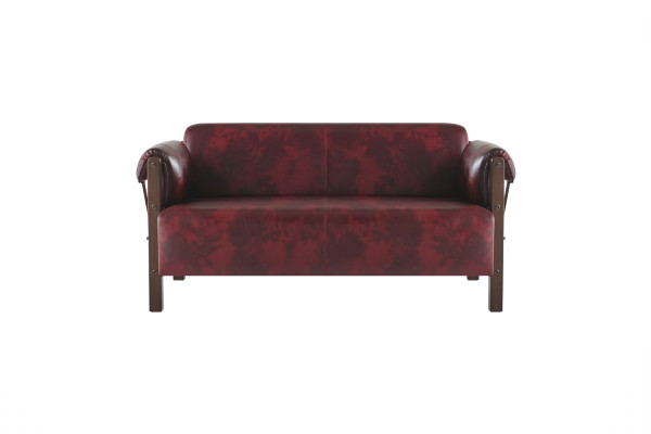 Bank Ledesofa's 3-zitsbank 2-zitsbank Bordeaux Modern Stijl Leder Hout Set