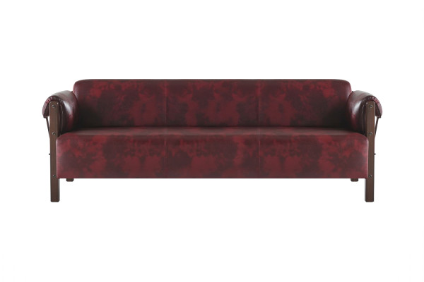 Bank Bordeaux lederen sofa's hout compleet 3-delig 3-zit 2-zit fauteuil