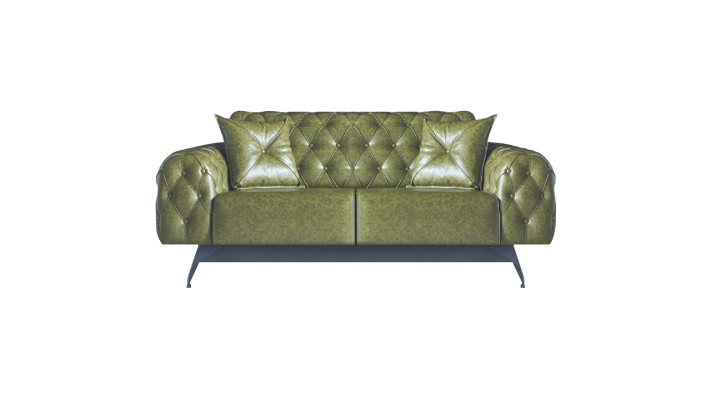 Chesterfield gestoffeerde 3-zits 2-zits fauteuil groen set klassiek leder 4-delig.