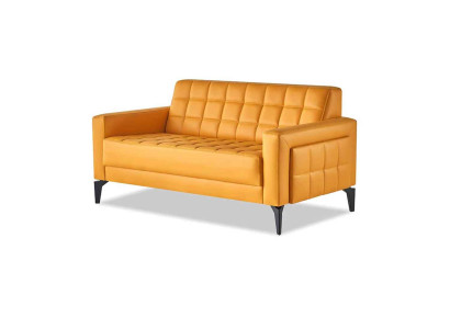 Bank Geel 2-zits Bank Chesterfield Leren Bank Zitmeubel Tweezits