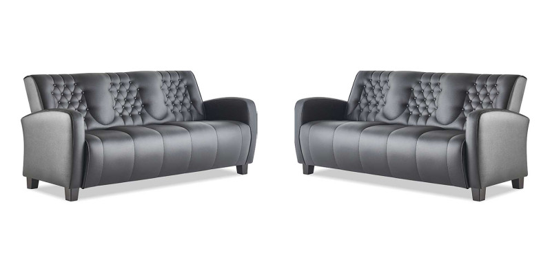 Chesterfield-bank 3-zitsbanken Sofa-set Moderne leren banken Houten knopen