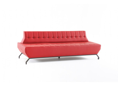 Bank Art Deco Design Rood 3-zitsbank Zitmeubel Chesterfield Knopen