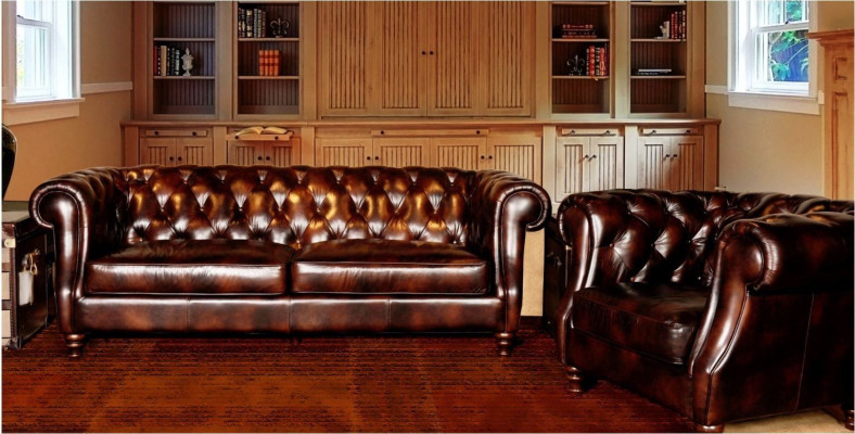 Chesterfield Grote XXL Sofa Blackpool Bank Kunstleer Textiel Bekleding Set