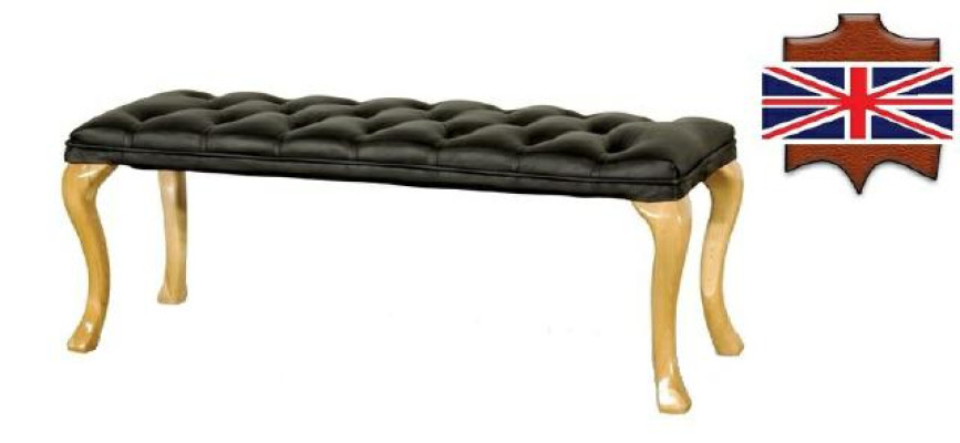 Chaise Longue Chesterfield Ligstoel Zitkruk Leer Textiel 50x50x45 /120x40x45