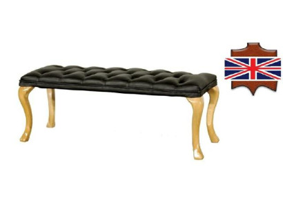 Chaise Longue Chesterfield Ligstoel Zitkruk Leer Textiel 50x50x45 /120x40x45