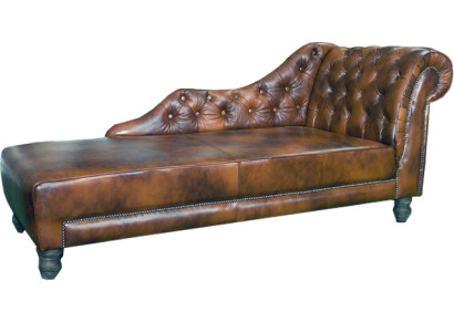 Chaiselongues Chesterfield Ligbed Chaise Leer Textiel Stof Bank Ontspannen