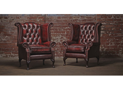 Echter Chesterfield oorfauteuil fauteuil bank sofa bekleding zit lounge antiek