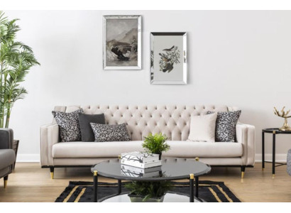 Klassieke Chesterfield driezits meubelbank Luxe banken Beige 3-zits banken