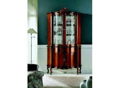 Italiaans luxueus houten design meubels barokstijl kast vitrine bruin woonkamer nieuw