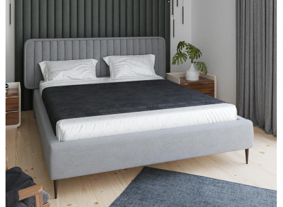 Bed Grijs Tweepersoonsbed Slaapkamer Hout Meubel Design Elegant Bekleed Stof Nieuw