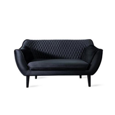 Sofa 2-zits Zwart Modern Woonkamer Luxe Ontwerp Houten Meubelen Bekleding Stof