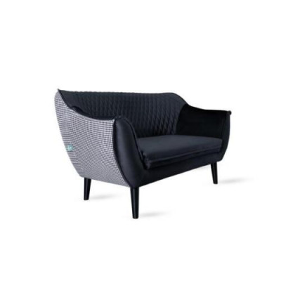 Sofa 2-zits Zwart Modern Woonkamer Luxe Ontwerp Houten Meubelen Bekleding Stof