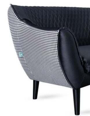 Sofa 2-zits Zwart Modern Woonkamer Luxe Ontwerp Houten Meubelen Bekleding Stof